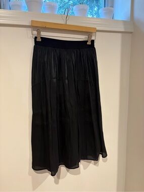 a new day Black Pleated Midi Skirt